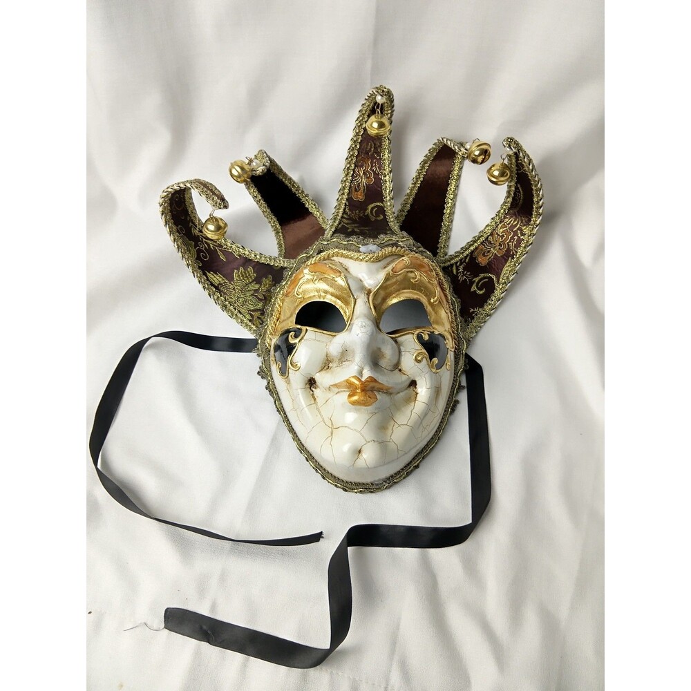 Venetian Jester Mask Hand Painted Made in Italy Missing Center Medallion